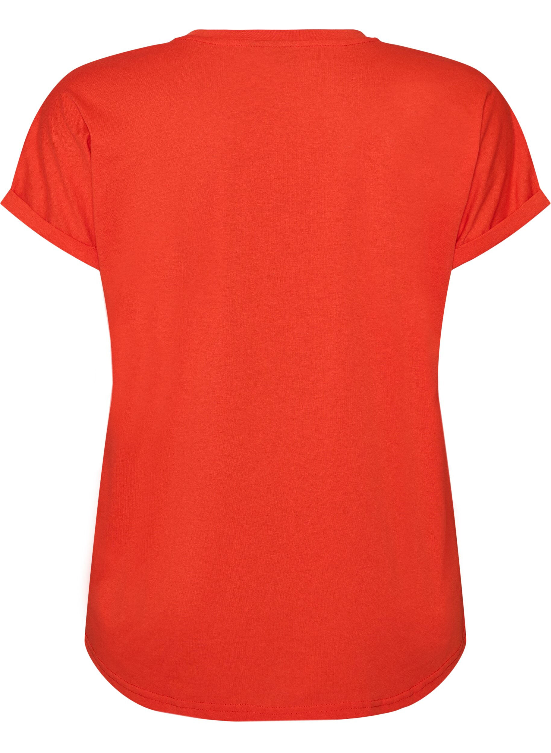 ZizziKort&aelig;rmet T-shirt i bomuldsblanding, Orange, Packshot image number 1