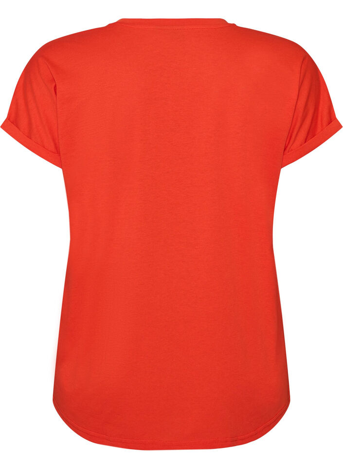 Kort&aelig;rmet T-shirt i bomuldsblanding, Orange, Packshot image number 1
