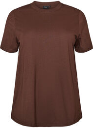 Basis t-shirt i bomuld med rund hals , Brun