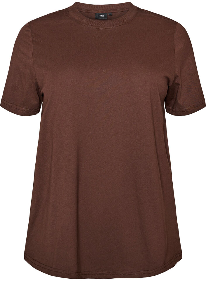 Basis t-shirt i bomuld med rund hals , Brun, Packshot image number 0