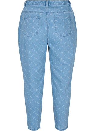 Mille mom fit jeans med print, Light blue denim, Packshot image number 1