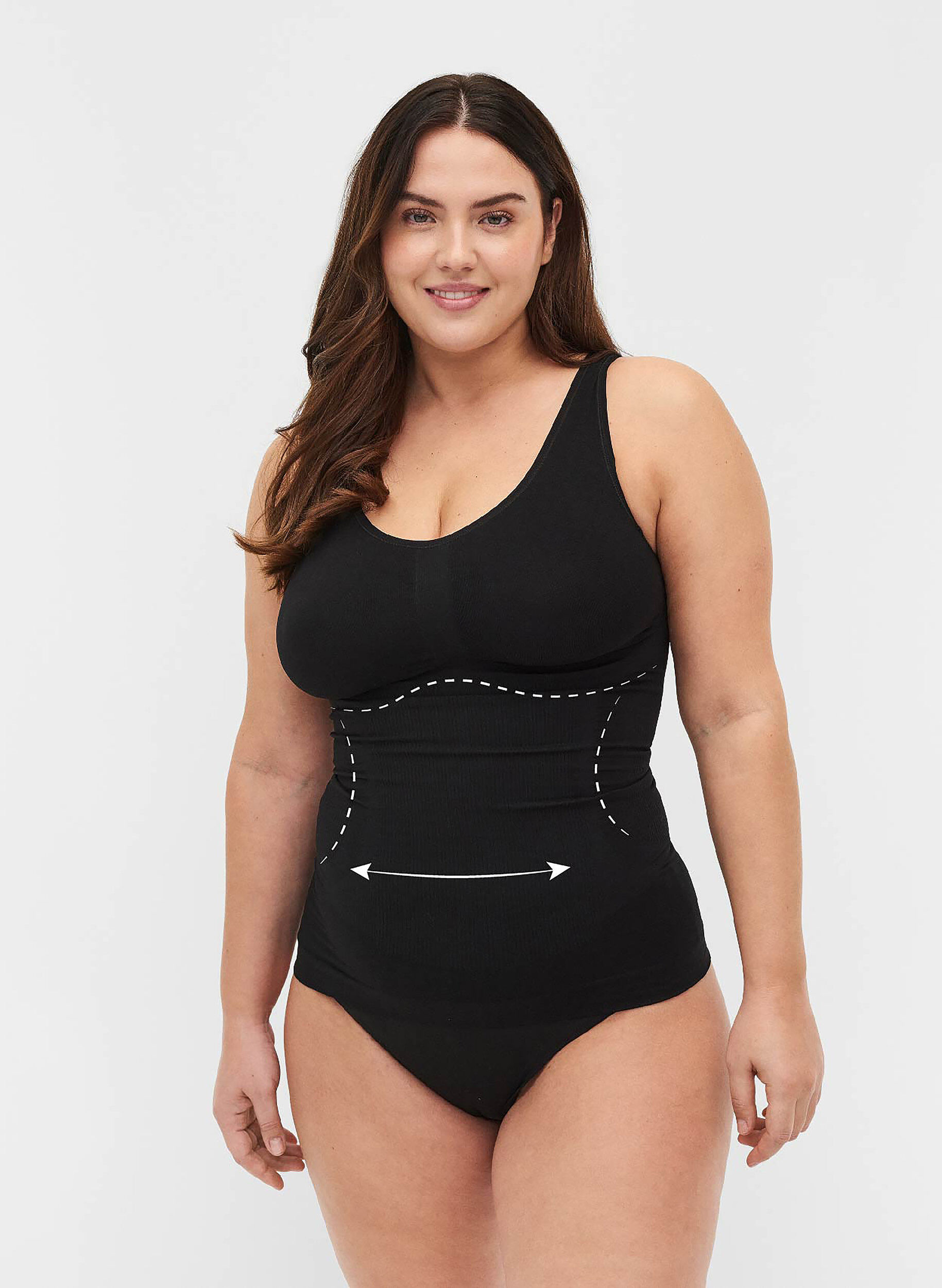 Shapewear top med brede stropper, Sort, Model