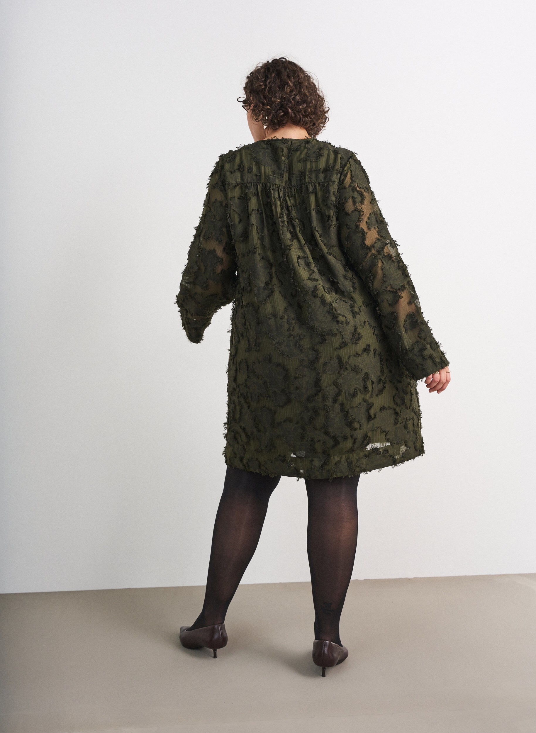 ZizziKjole med frynsede tr&aring;de og struktur, Gr&oslash;n, Model image number 2