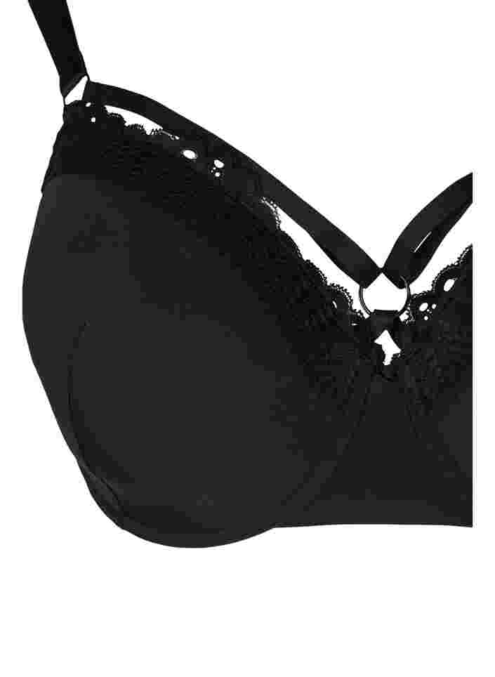 Formstøbt bh med  blonder og string-detaljer, Black, Packshot image number 2