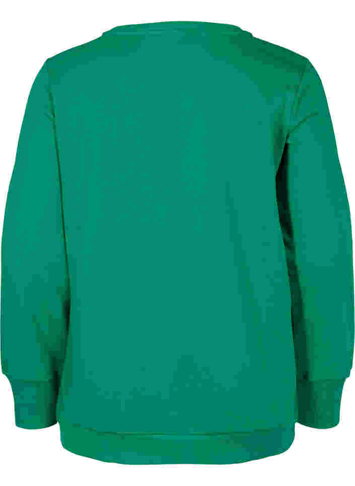 Bomulds sweatshirt med tekst tryk , Jolly Green, Packshot image number 1