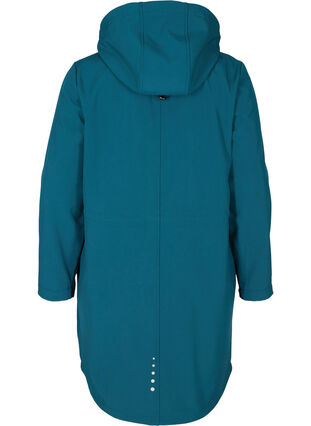 Lang softshell jakke med hætte, Blue Coral solid, Packshot image number 1