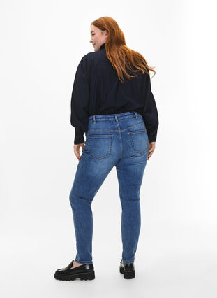 Sanna jeans med super slim fit og knaplukning, Blue denim, Model image number 1
