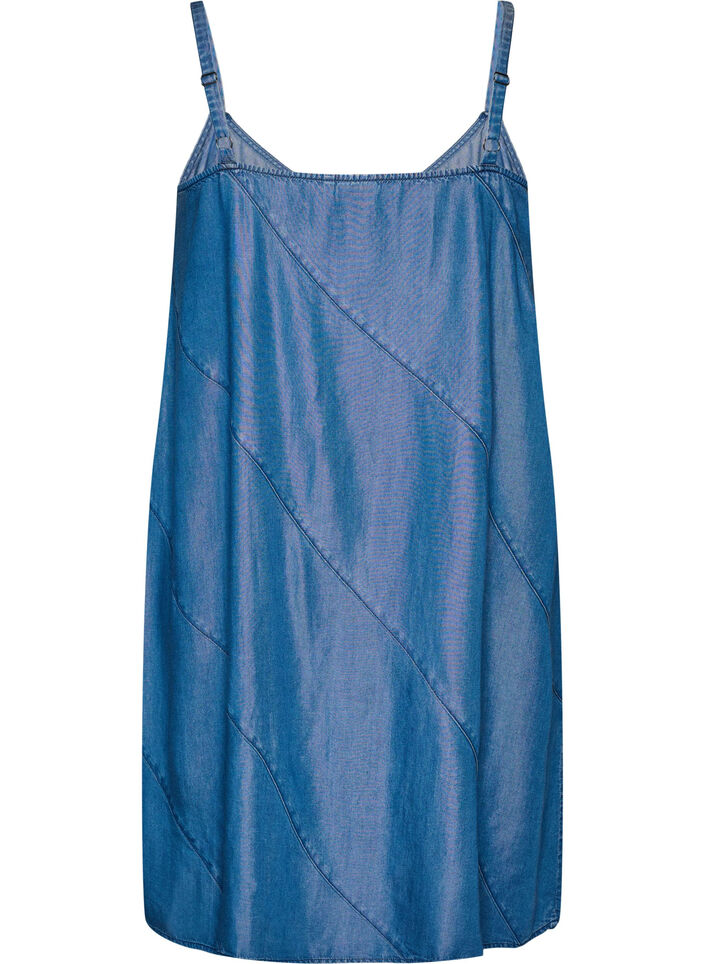 Kjole i TENCEL&trade; Lyocell med denimlook og stropper, Bl&aring;, Packshot image number 1