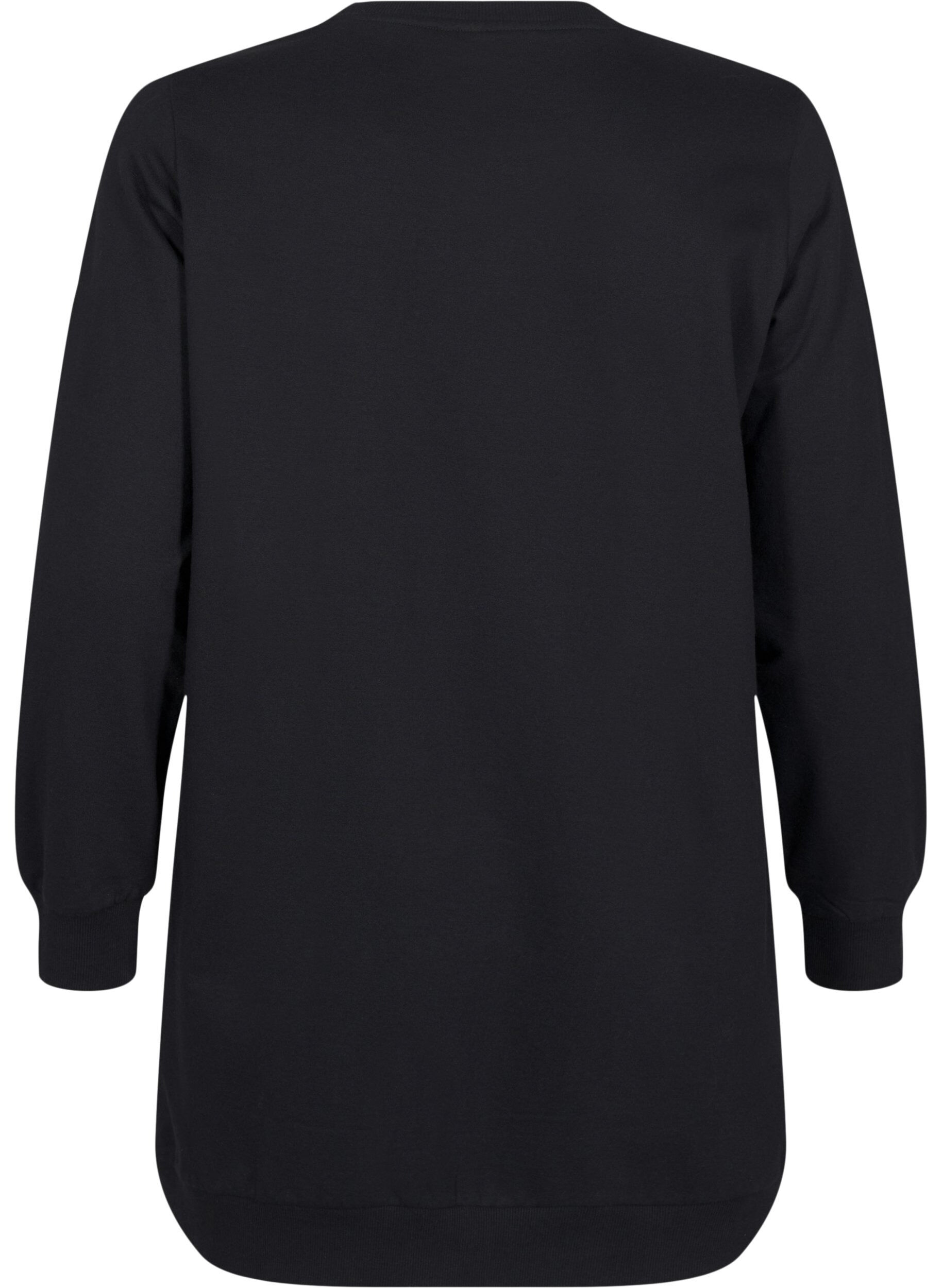Zizzi Sweat tunika med eyelets, Black, Packshot image number 1