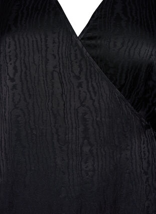 Langærmet viskosekjole med tone-i-tone print, Black, Packshot image number 2