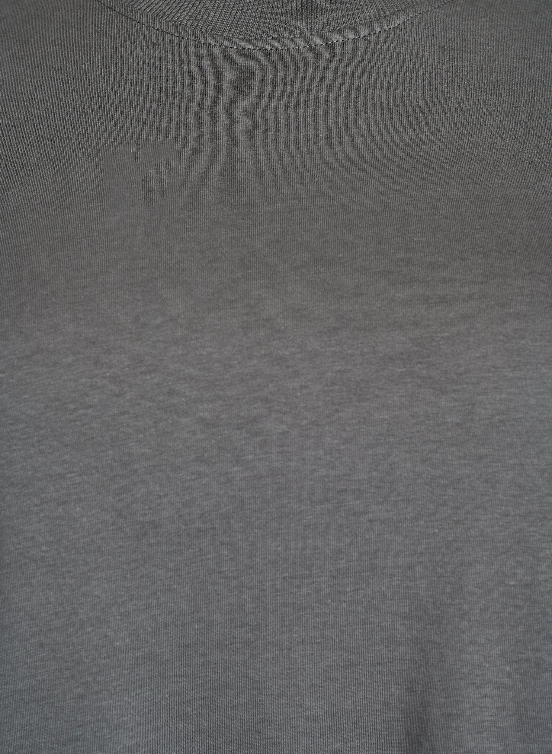 ZizziBasis t-shirt i bomuld med rund hals , Gr&aring;, Packshot image number 2