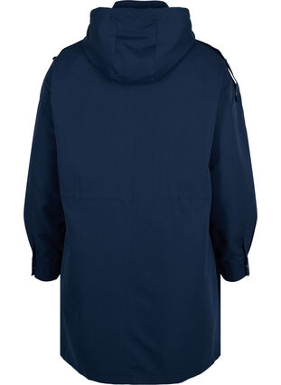 Parka jakke med hætte og lommer, Navy Blazer, Packshot image number 1