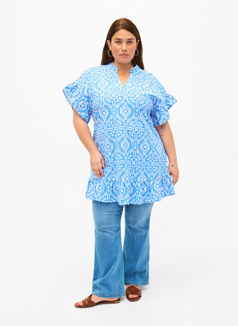 Blomstret tunika i bomuld, Marina Flower AOP, Model image number 2