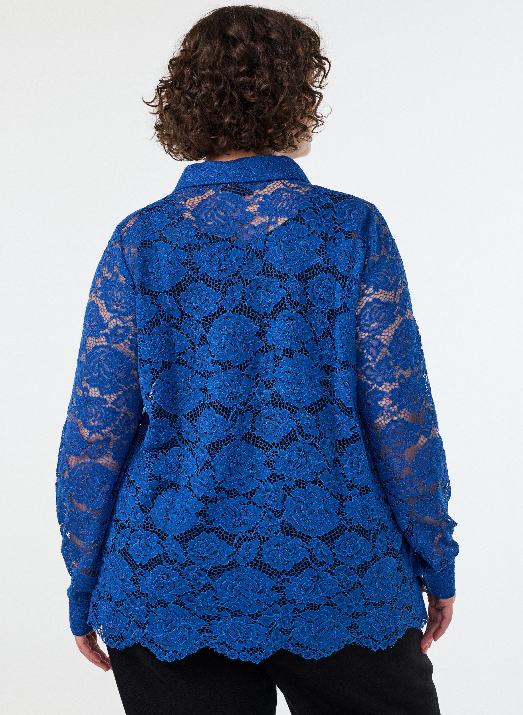 ZizziBlondeskjorte med perleknapper, Bl&aring;, Model image number 2