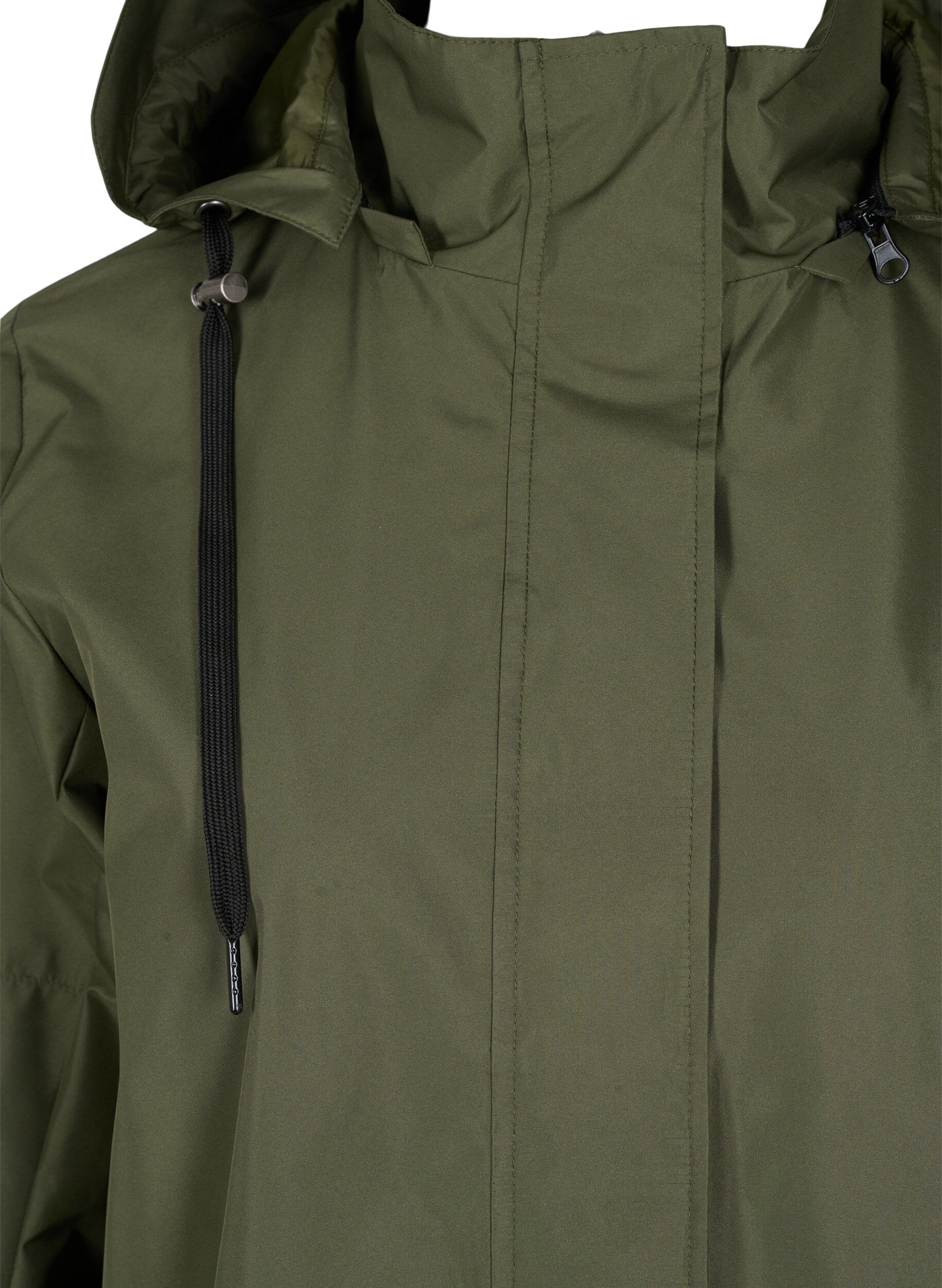 Zizzi Vandt&aelig;t parka med aftagelig h&aelig;tte, Forest Night, Packshot image number 2