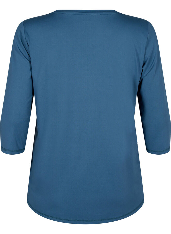 Tr&aelig;ningsbluse med 3/4 &aelig;rmer, Bl&aring;, Packshot image number 1