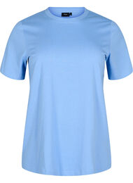 Basis t-shirt i bomuld med rund hals , Bl&aring;