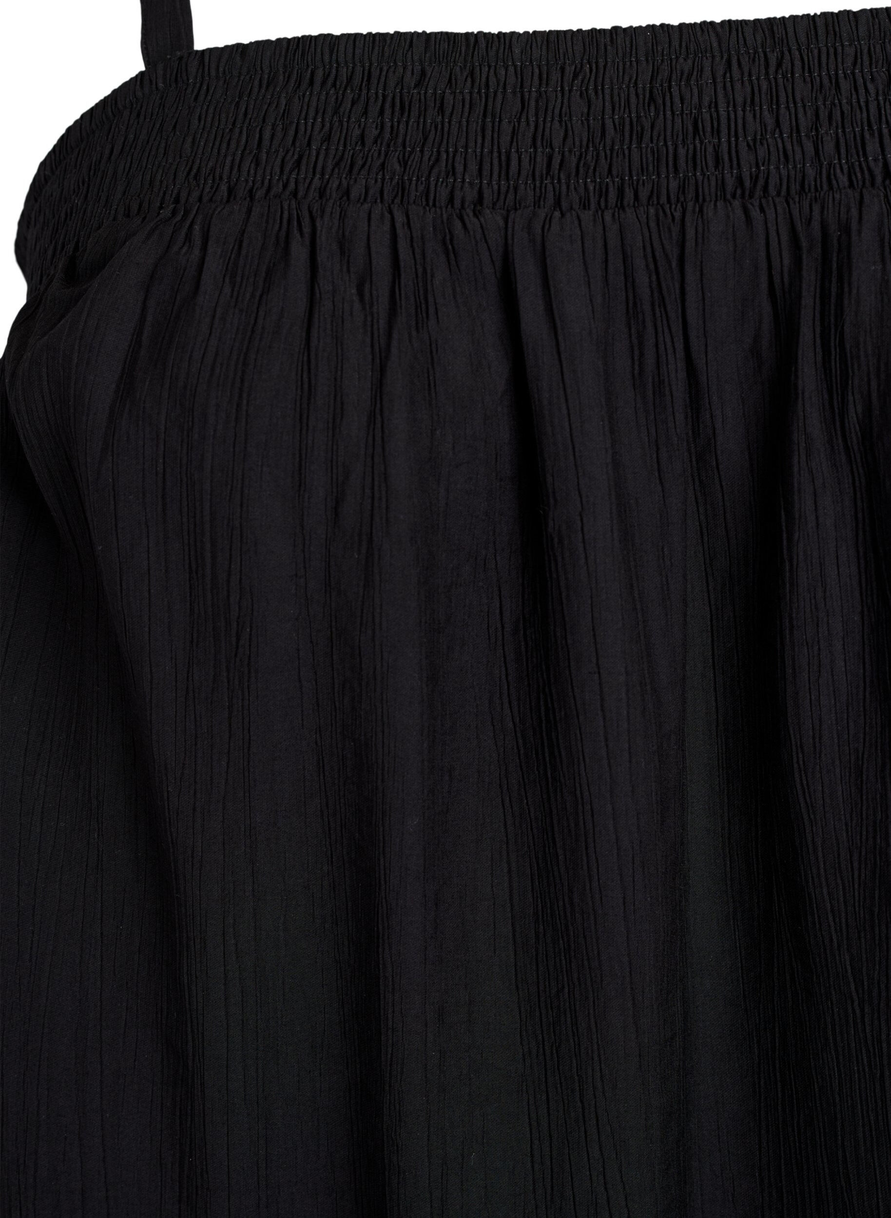 Zizzi Kort viskose kjole med smalle stropper, Sort, Packshot image number 2