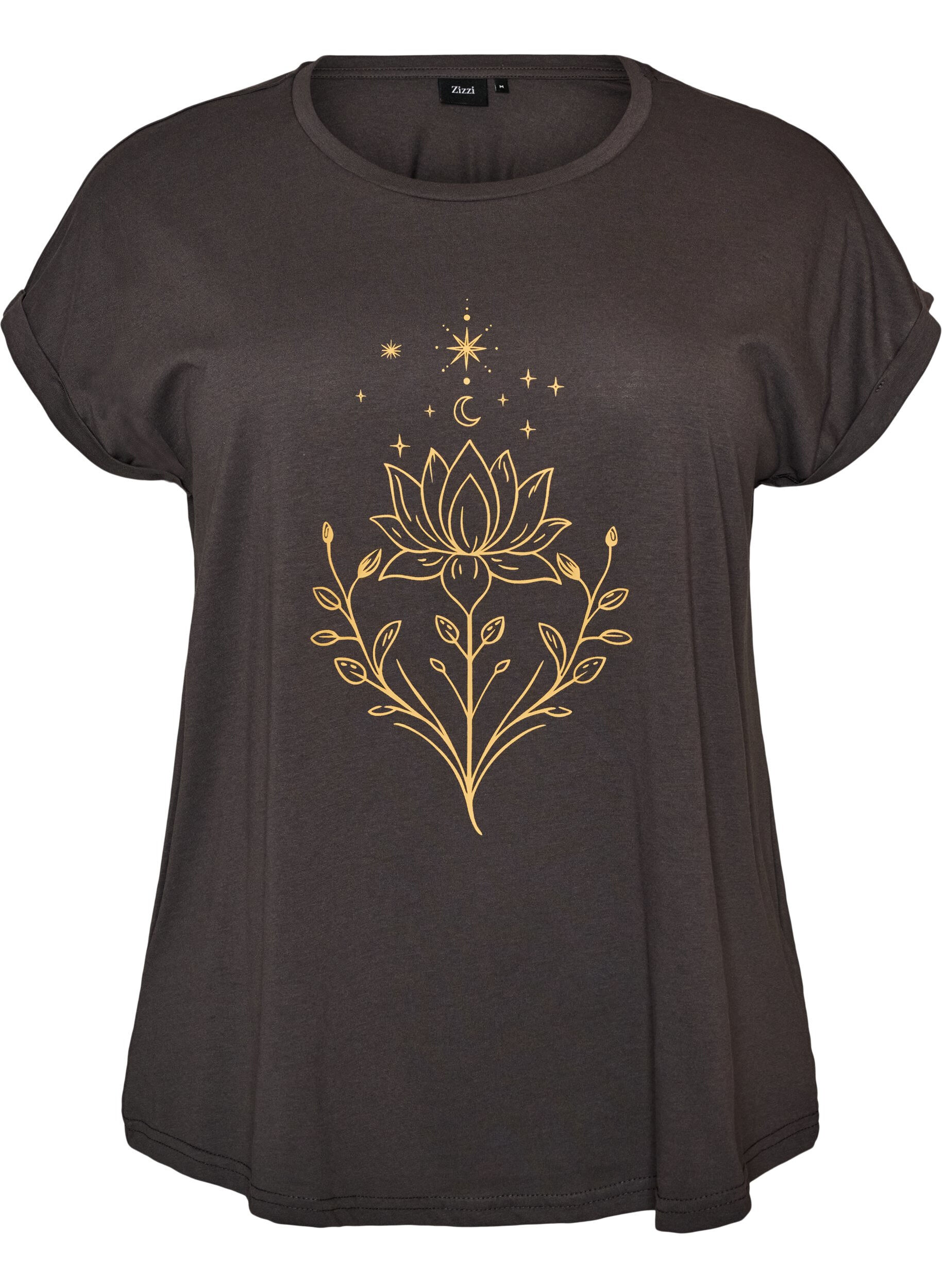 ZizziT-shirt med dekorativt frontprint, Gr&aring;, Packshot image number 0