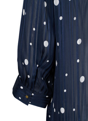 Printet skjortebluse med 3/4 ærmer, Navy Blazer Dot, Packshot image number 3