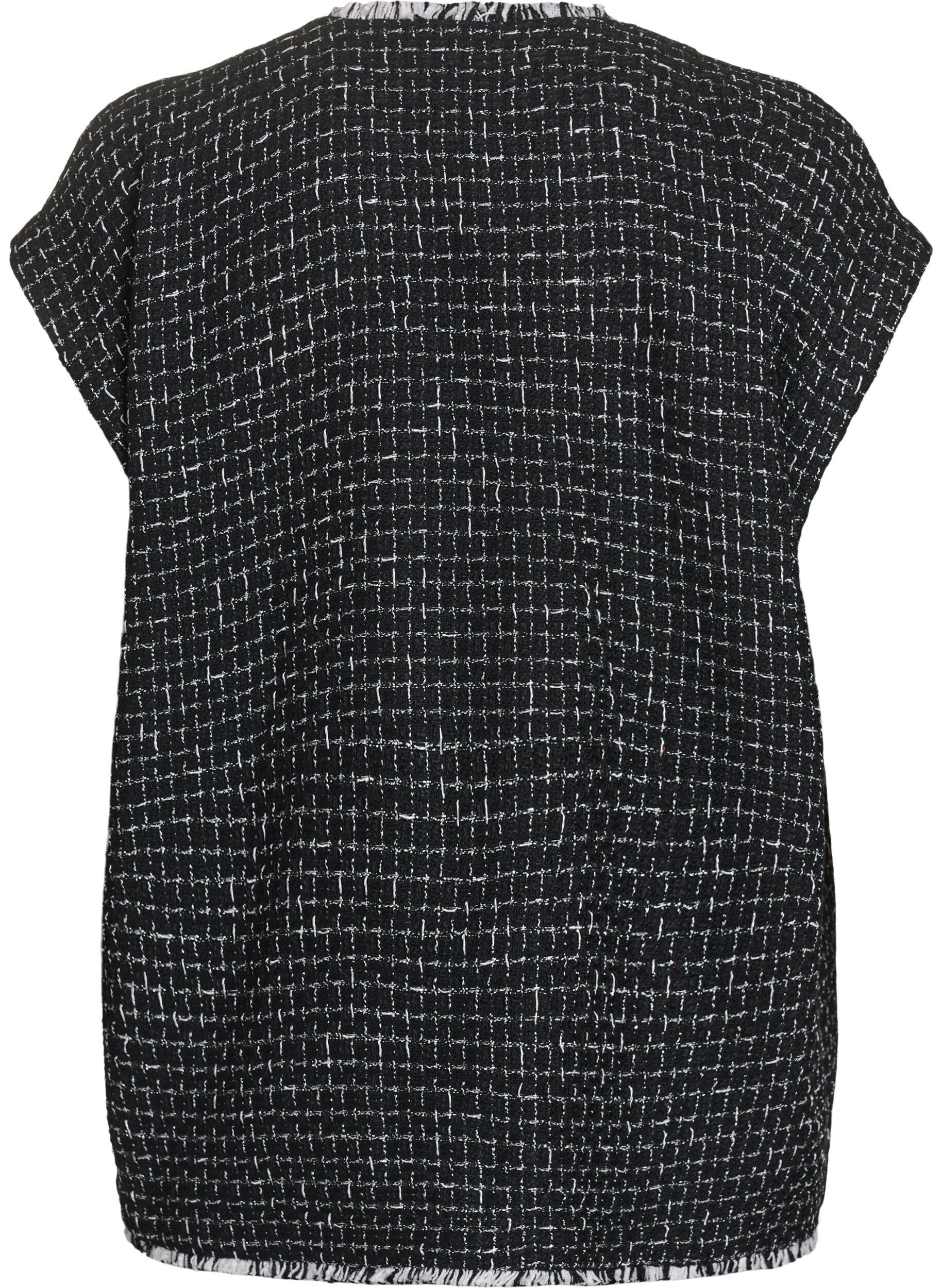 ZizziTernet vest med dekorative knapper, Sort, Packshot image number 1