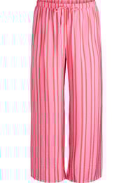 Stribede bukser med h&oslash;j talje og brede ben, Lyser&oslash;d