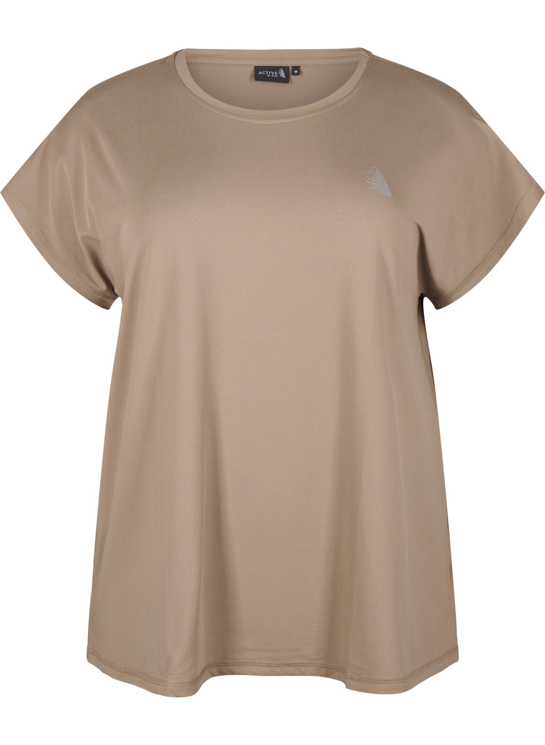 Zizzi Ensfarvet tr&aelig;nings t-shirt, Beige, Packshot image number 0