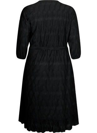 FLASH - Wrap kjole med 3/4 ærmer, Black, Packshot image number 1