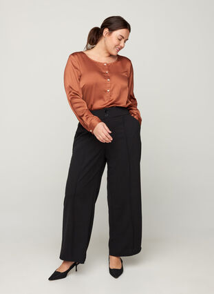 Klassiske ensfarvede bukser, Black, Model image number 2