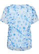 Blomstret bluse med fl&aelig;sekrave og peplum-effekt, Bl&aring;, Packshot image number 1
