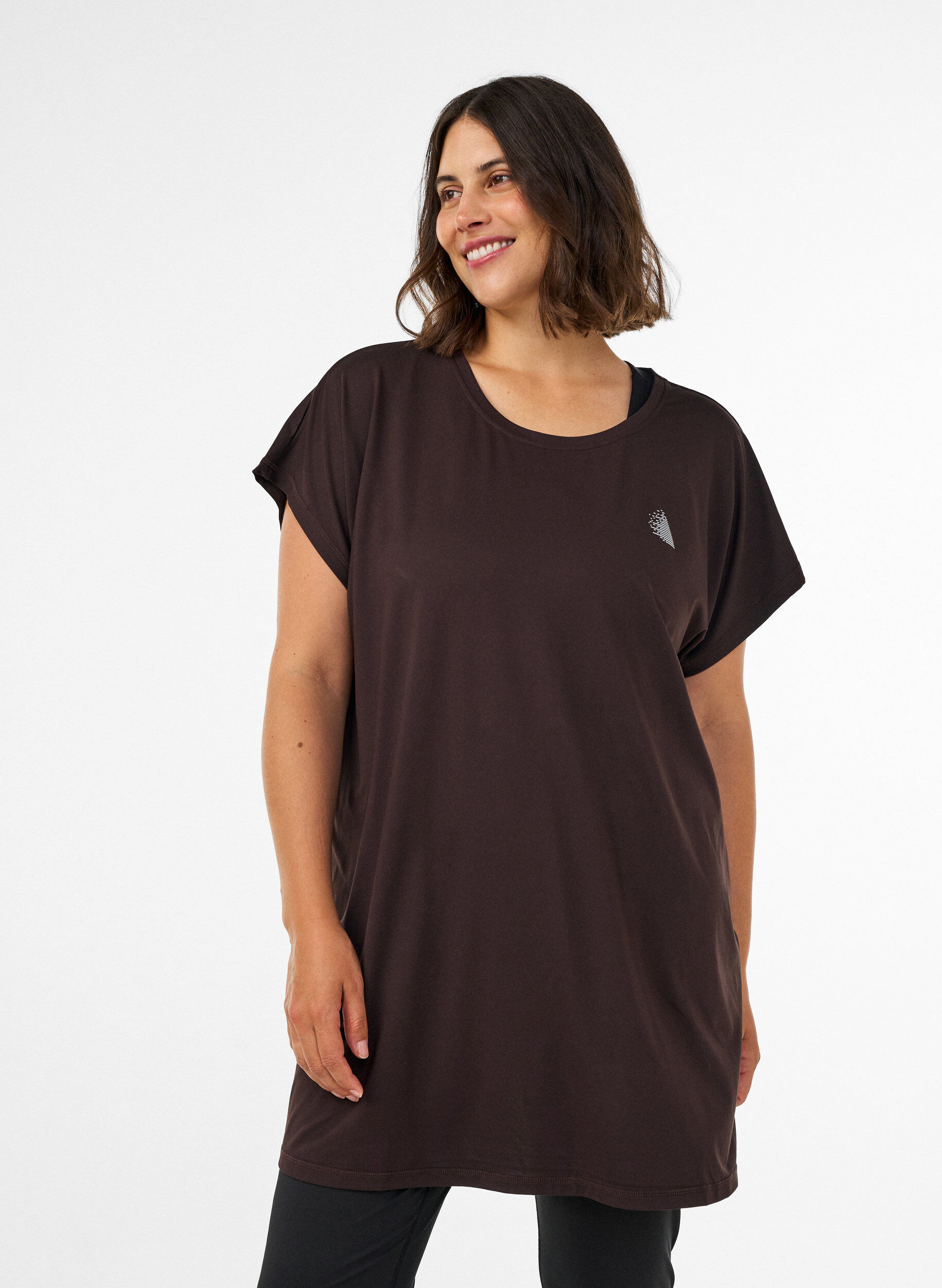 ZizziLang tr&aelig;nings t-shirt, Brun, Model image number 0