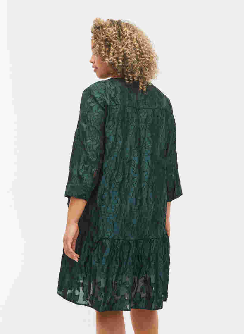 Jacquard kjole med flæser og a-shape, Scarab, Model image number 1