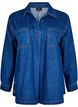 Denim bluse med krave, Unwashed, Packshot image number 0