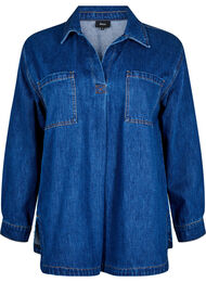 Denim bluse med krave, Unwashed