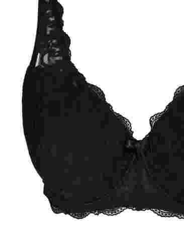 Vatteret bøjle bh med blonder, Black, Packshot image number 2