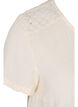 Bluse i bomuld med broderi og korte ærmer, Buttercream, Packshot image number 3