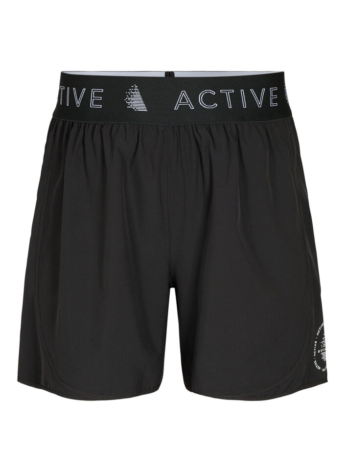 Trænings shorts med baglomme, Black, Packshot