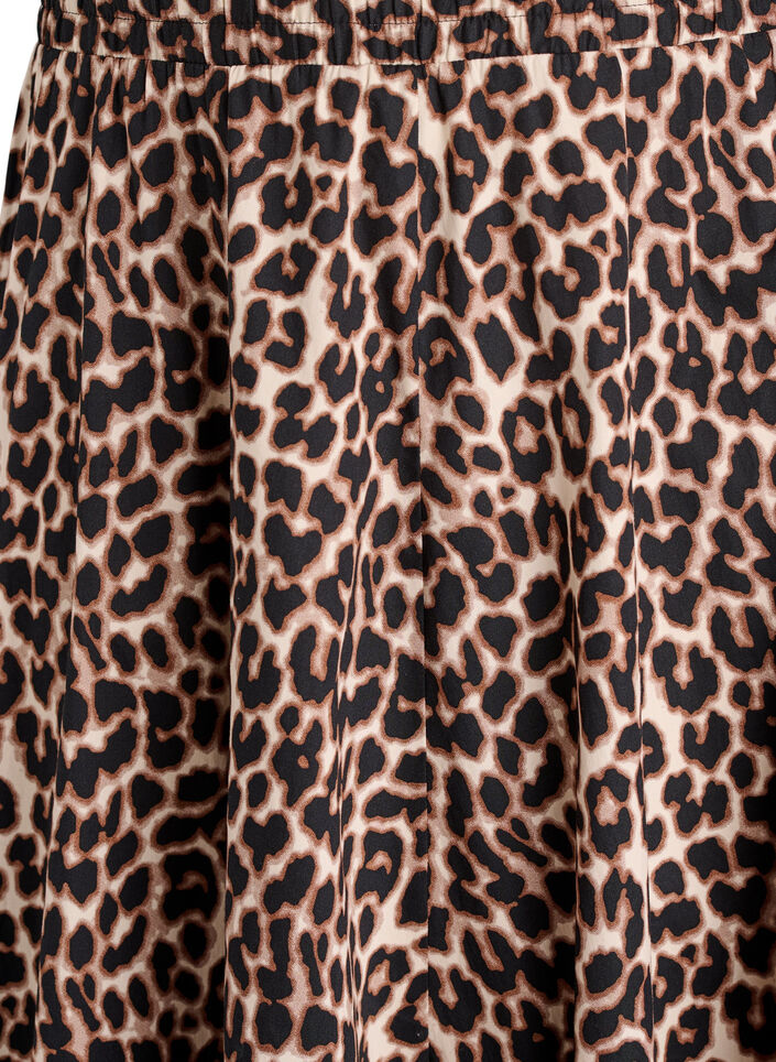 Midinederdel med leopardprint og A-form, Brun, Packshot image number 2