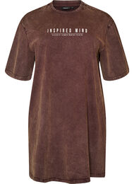 L&oslash;s T-shirtkjole med vasket look, Brun