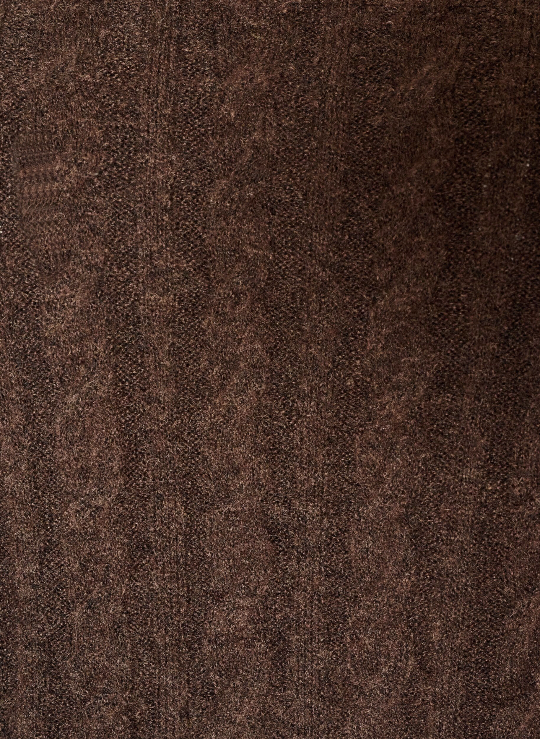 ZizziStrikbluse med kabelstrik og V-udsk&aelig;ring, Brun, Packshot image number 2