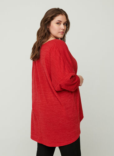 Løs bluse med lange ærmer, High Risk Red ASS, Model image number 1