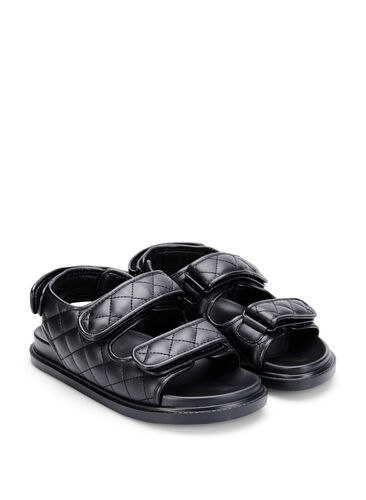 Wide fit læder sandal, Black, Packshot image number 1
