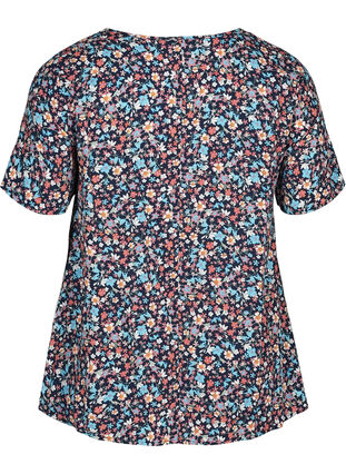 Bluse med korte ærmer, FLOWER MARK PRINT, Packshot image number 1