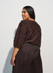 Bluse med tekstur og 3/4 &aelig;rmer, Brun, Model image number 2