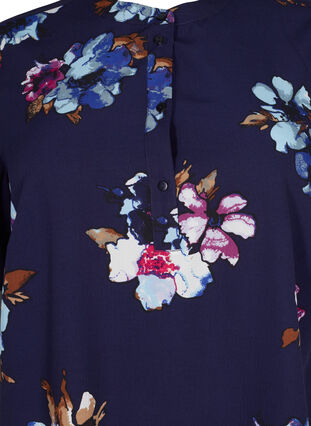 FLASH - Printet tunika med korte ærmer, Big Blue Flower, Packshot image number 2