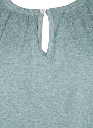 Meleret bluse med korte ærmer, Chinois Green Mel., Packshot image number 2
