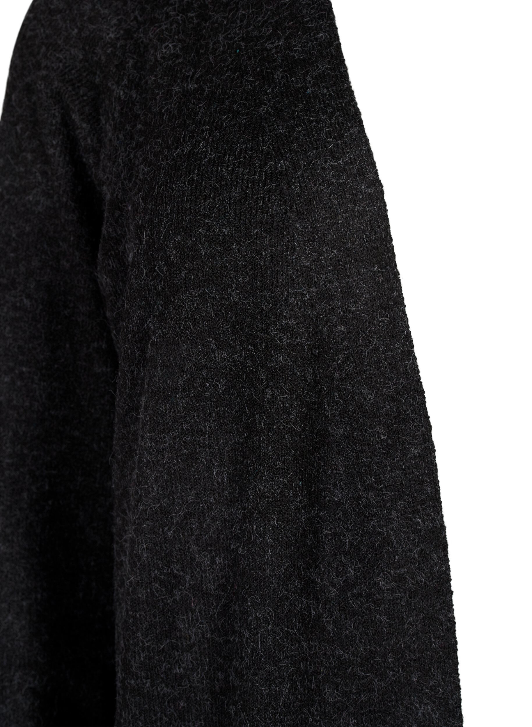 Zizzi Lang &aring;benst&aring;ende cardigan, Dark Grey Melange, Packshot image number 2