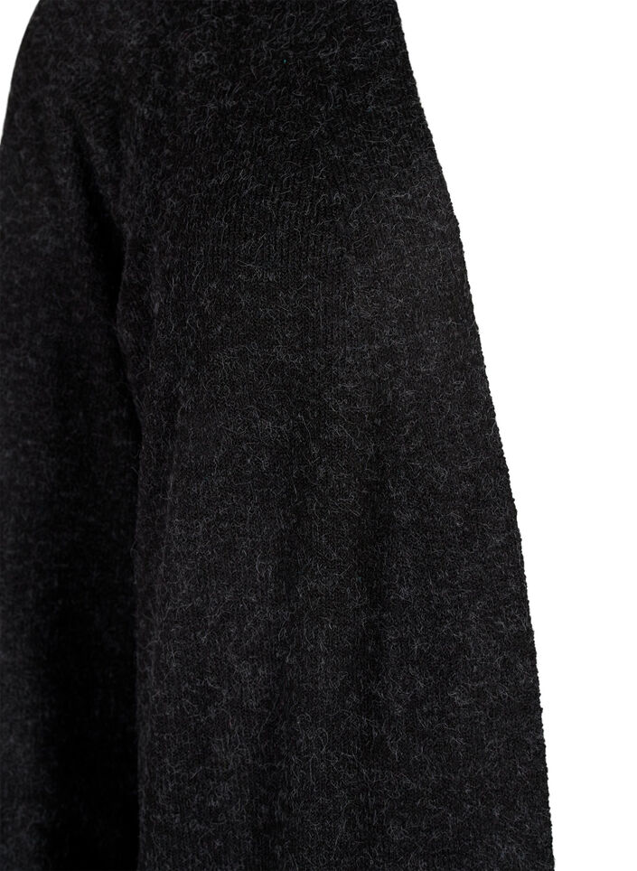Lang åbenstående cardigan, Dark Grey Melange, Packshot image number 2