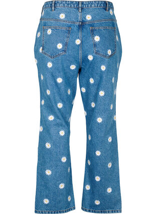 Højtaljede Gemma jeans med margueritter, L.B. Flower, Packshot image number 1