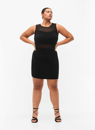 Ærmeløs kjole med slim fit, Black, Model image number 3
